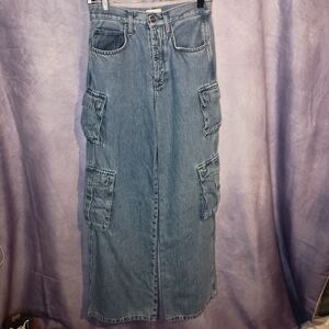 Favorite Daughter Carly Cargo Super High Rise Wide Leg Jeans